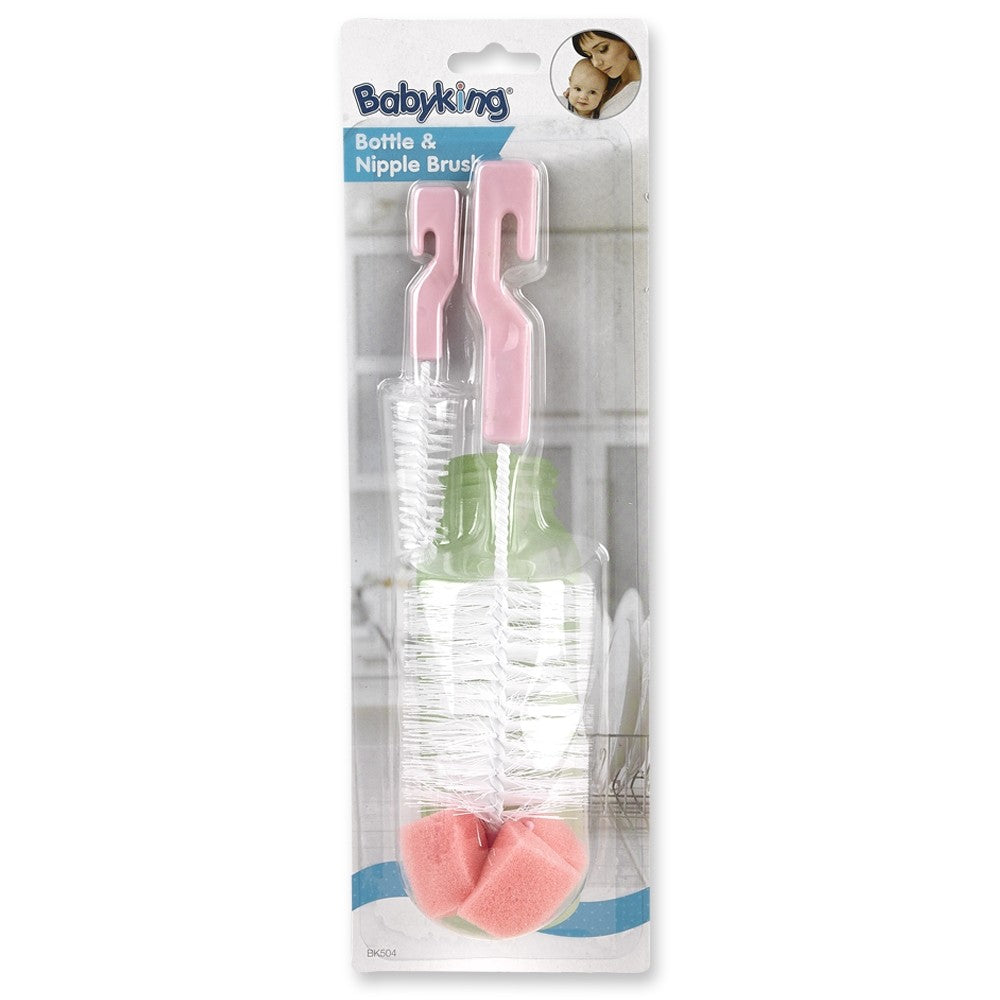 Babyking Suction Base Bottle Brush with Nipple Cleaner - Assorted
