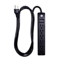 6-OUTLET P STRIP 2FT BLACK 2PK