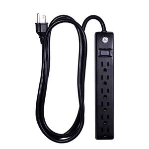 6-OUTLET P STRIP 2FT BLACK 2PK