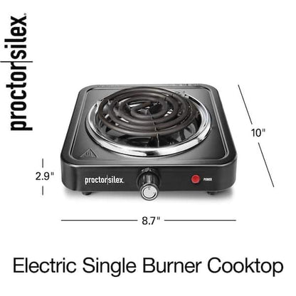 Proctor Silex Single Burner Metal Hot Plate - Black