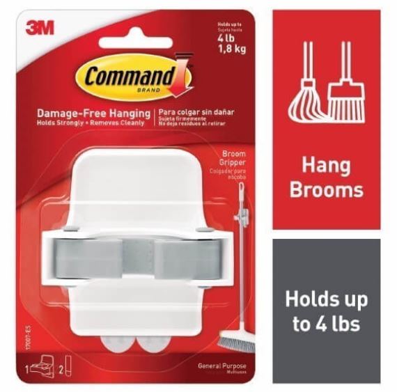 Command Broom Gripper Adhesive Hook - White