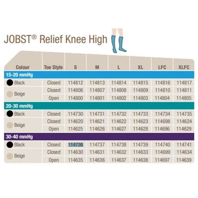 GNP STOCKING WMN KNEE SHR 20-30MMHG BK L