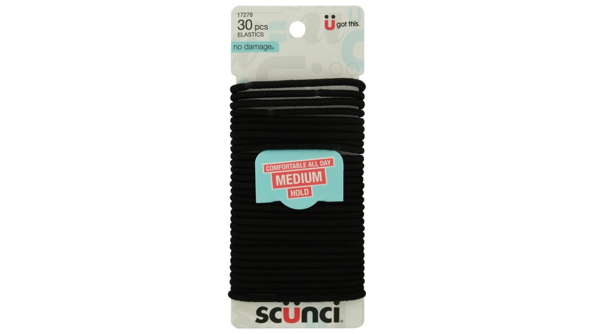 Scünci No Damage Elastics Medium, Black, 14 CT