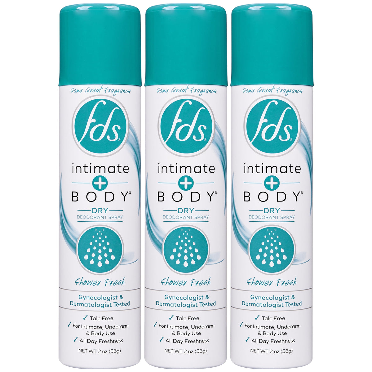 Fds Intimate + Body Dry Spray Deodorant Shower Fresh 2oz