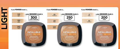 L'ORÉAL PARIS Infallible Up to 24H Fresh Wear Soft Matte Bronzer, 300 Light medium, 0.31 oz