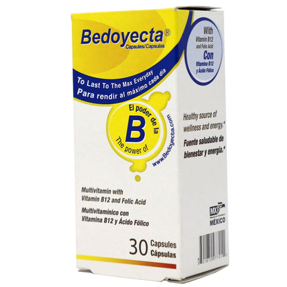 Bedoyecta Multivitamin Supplement Capsules with B12 and Folic Acid, 30 Count