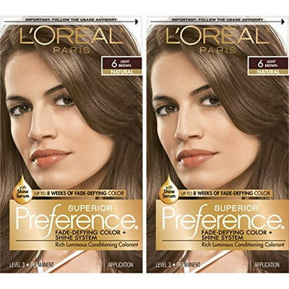 L'ORÉAL PARIS Superior Preference Permanent Hair Color, 6 Light Brown, 6.5 fl. oz.