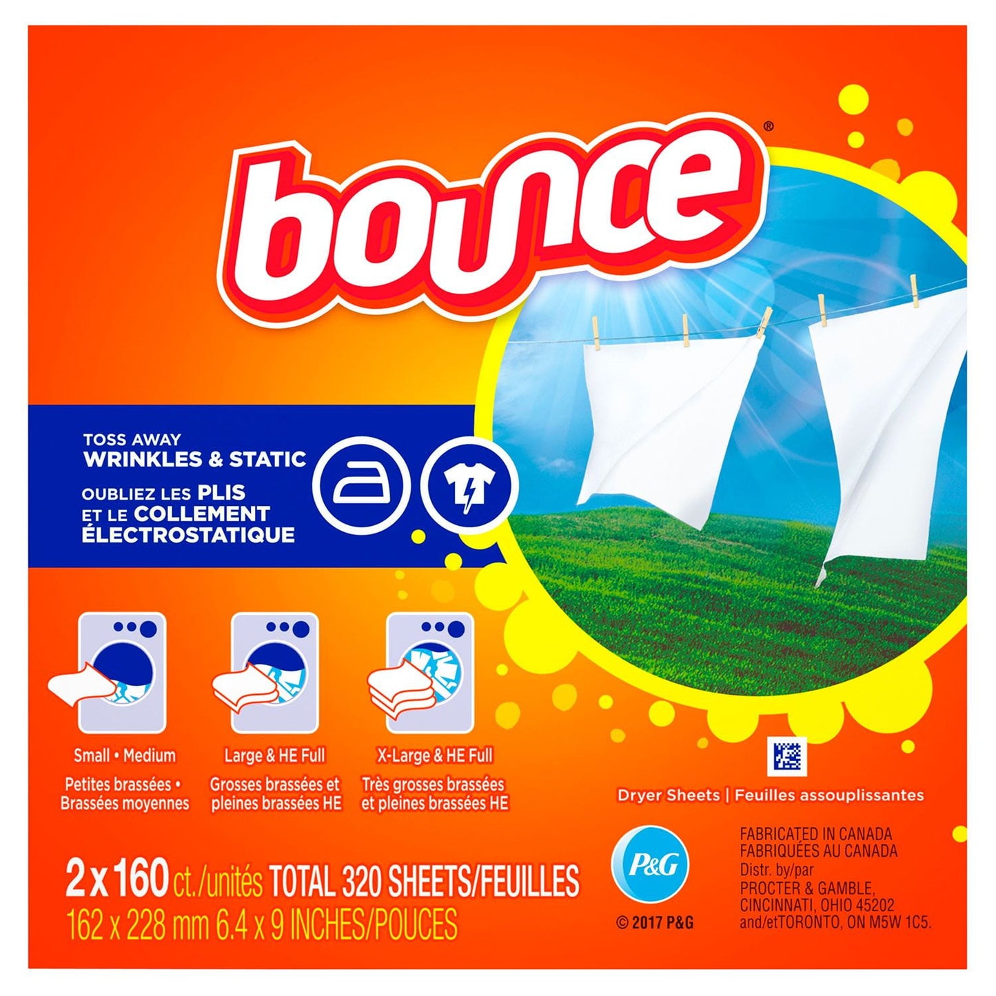 BOUNCE DRYER SHEETS 6X120 FRS LIN