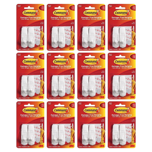 Command Medium Utility Wall Hook - White, 2 Hooks + 4 Strips