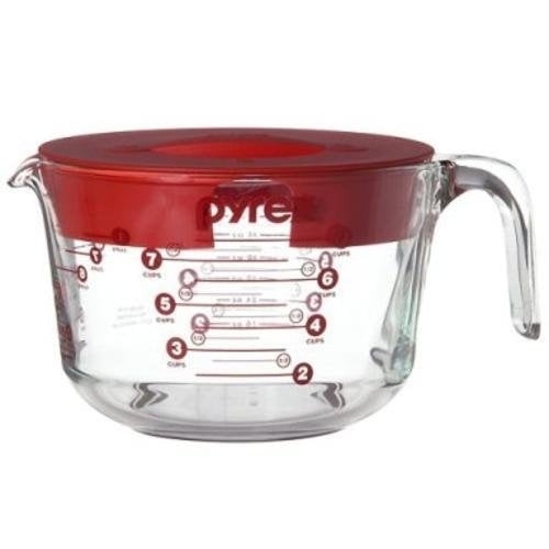 Pyrex 4 Cup (32 Oz) Glass Measuring Cup, Clear/Red