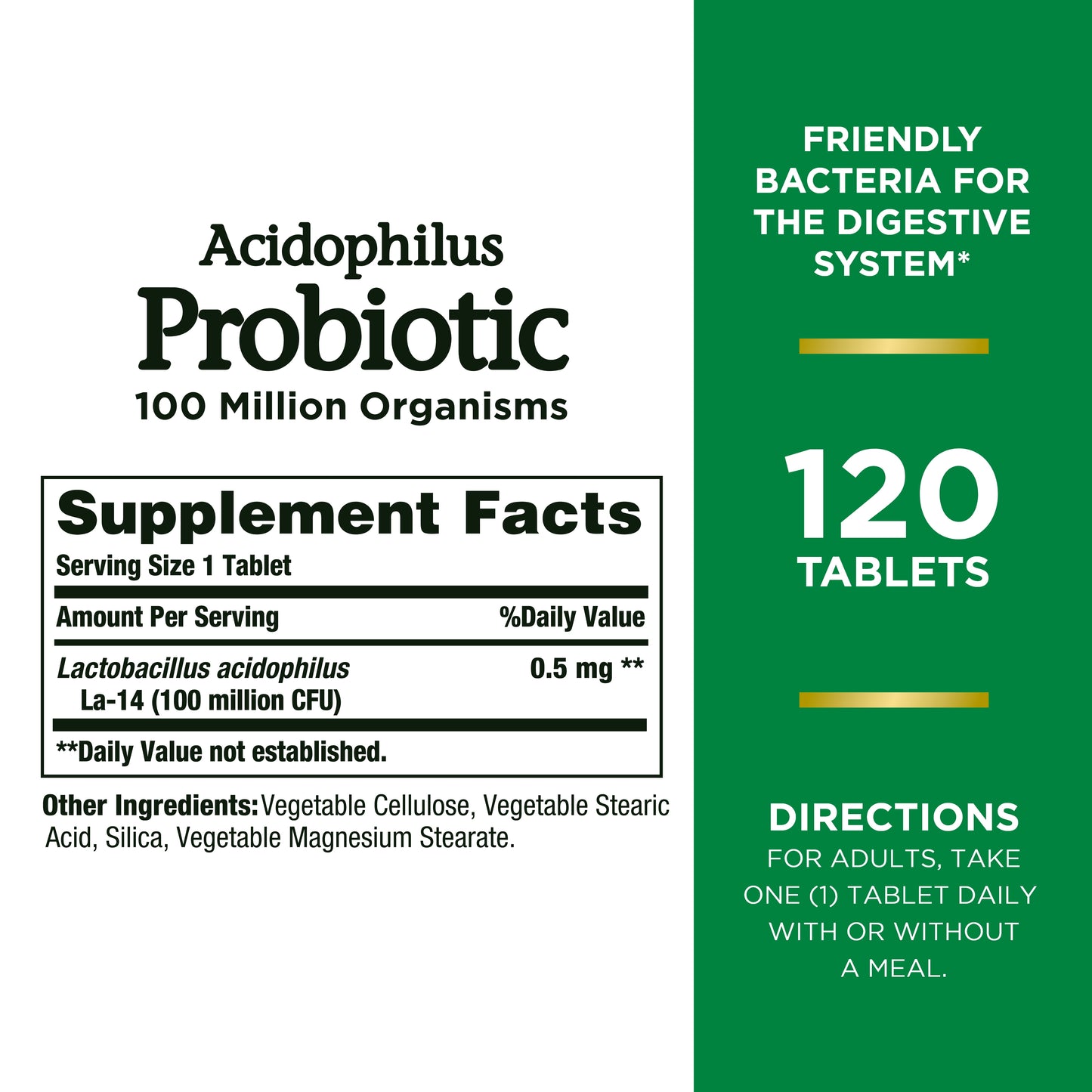 ACIDOPHILUS PROBIOTIC TAB 120CT NAT BNTY