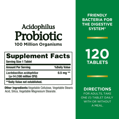 ACIDOPHILUS PROBIOTIC TAB 120CT NAT BNTY