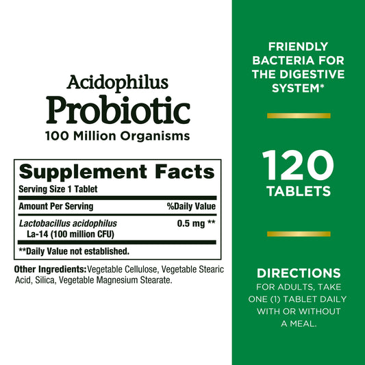 ACIDOPHILUS PROBIOTIC TAB 120CT NAT BNTY
