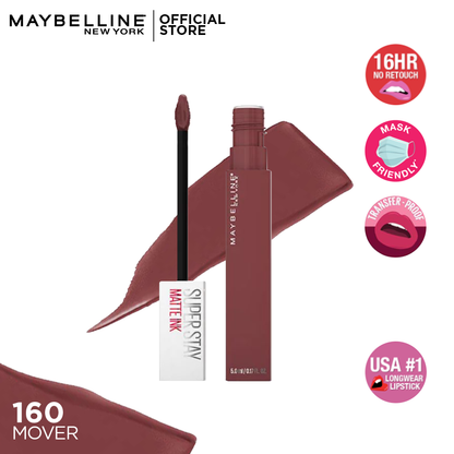 MAYBELLINE New York Super Stay Matte Ink Liquid Lipstick, 160 Mover, 0.17 oz
