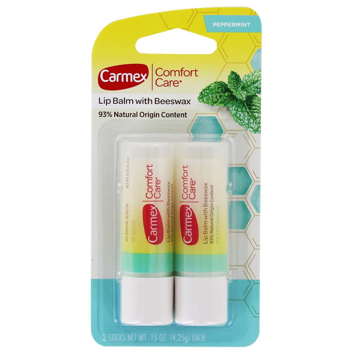 Carmex Lip Balm Stick Comfort Care Peppermint 2 Pack (6in)