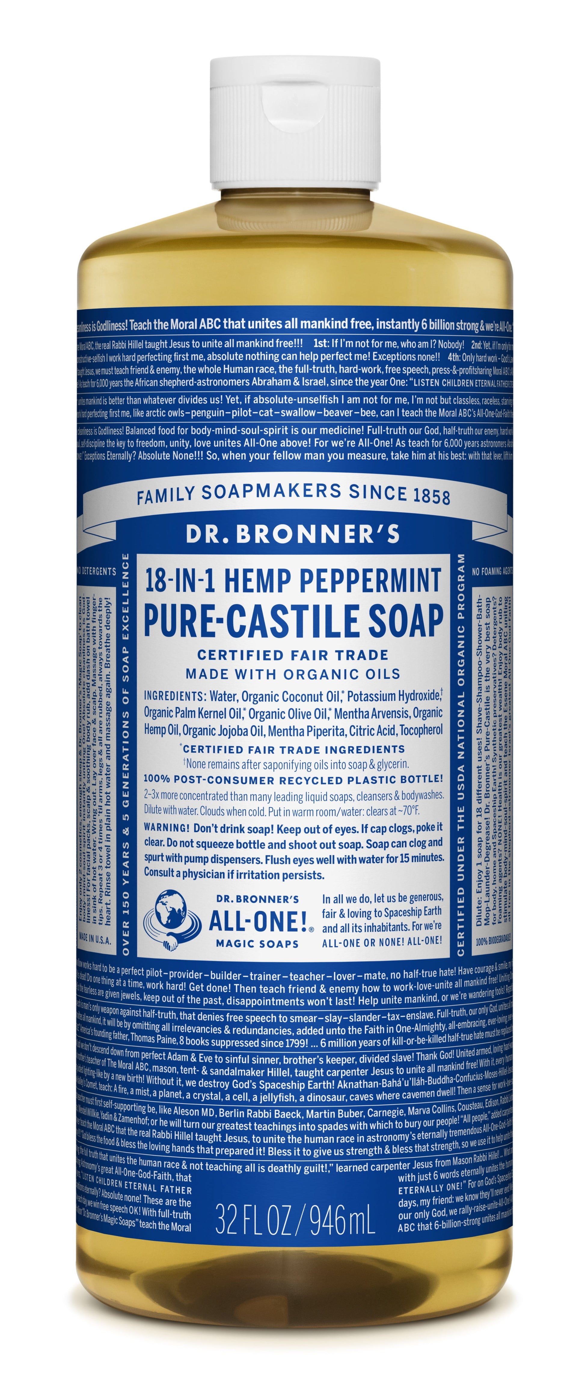 DR. BRONNER'S Magic Pure Castile Liquid Soap - Peppermint, 2 oz