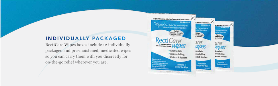 RECTICARE MEDICATED ANORECTAL WIPES 12CT