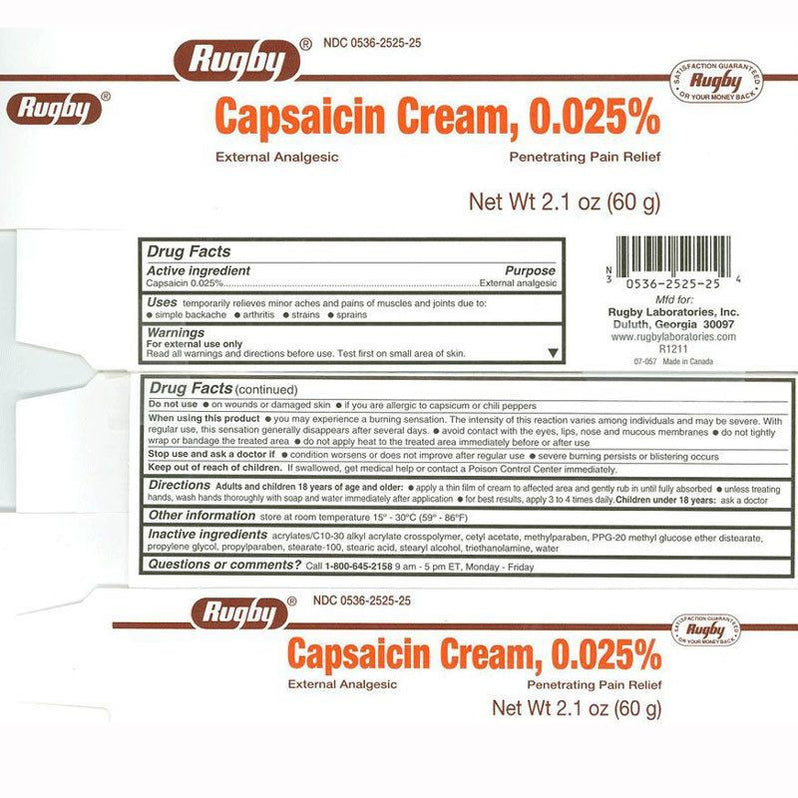 CAPSAICIN 0.025% CREAM 60GM RUGBY