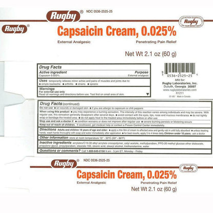 CAPSAICIN 0.025% CREAM 60GM RUGBY