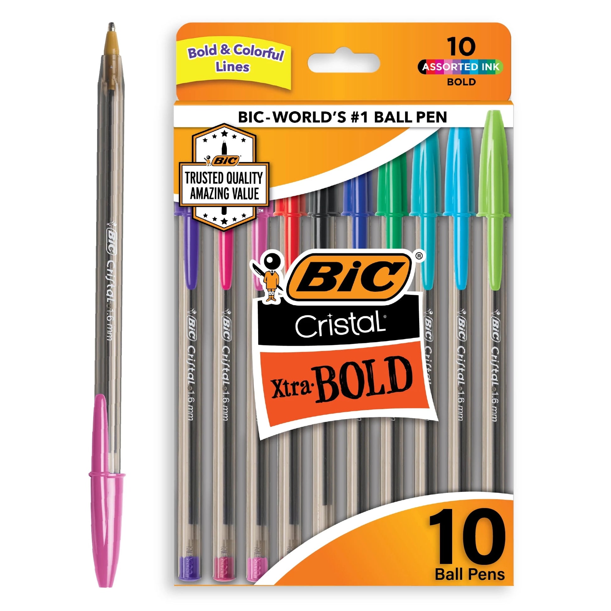 BiC Cristal Color Cues Ballpoint Pen - Assorted, 10 count