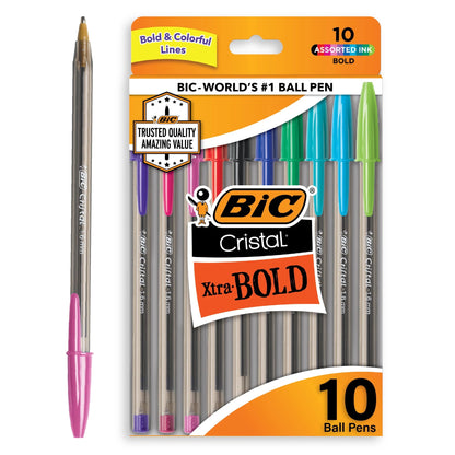 BiC Cristal Color Cues Ballpoint Pen - Assorted, 10 count
