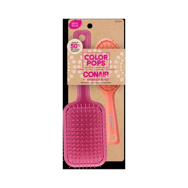 CONAIR Color Pops Detangle & Style Brush Set - Pink & Orange, 2 count