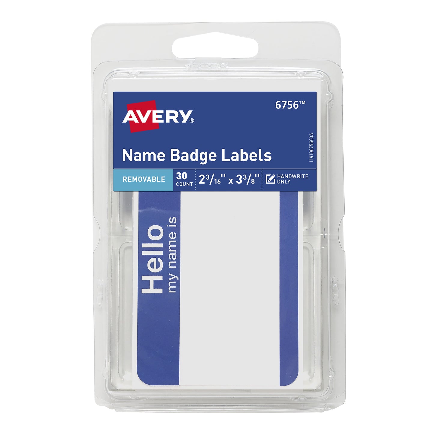 Avery Self-Adhesive Name Badge Labels - Blue and White, 25 count