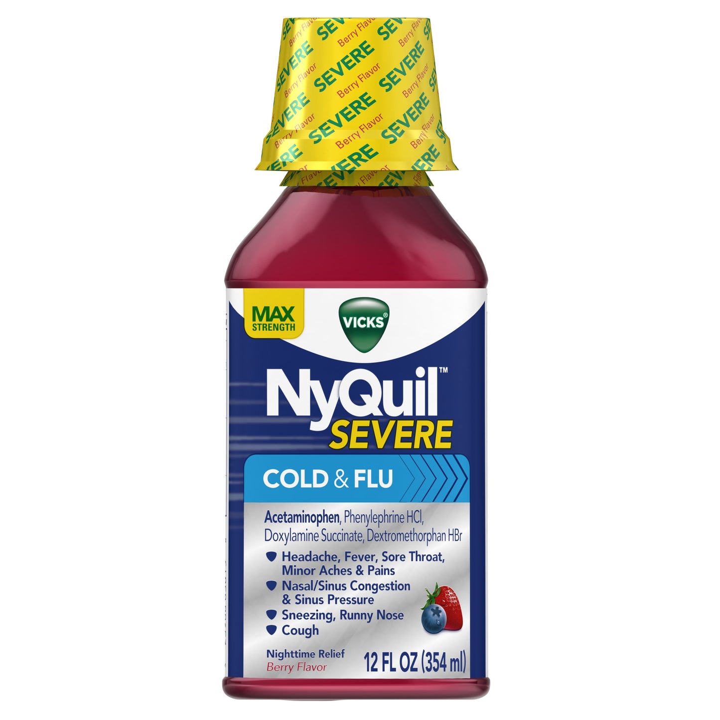 NYQUIL SEVERE COLD & FLU BERRY LIQ 12OZ