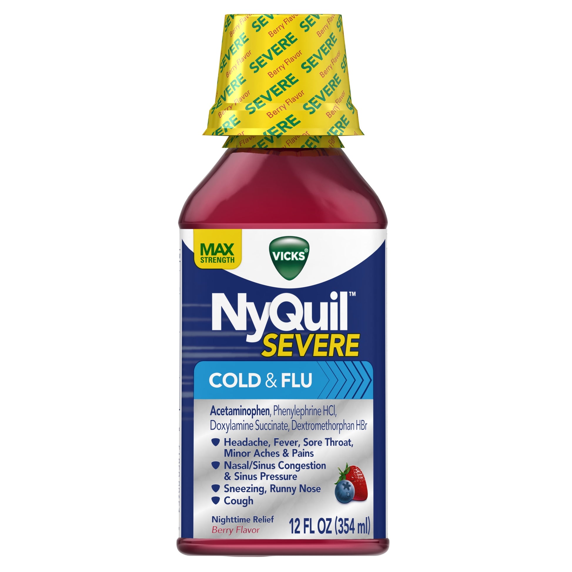 NYQUIL SEVERE COLD & FLU BERRY LIQ 12OZ