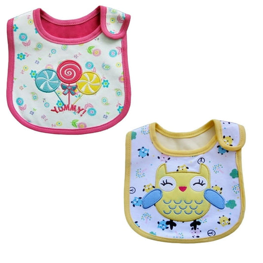 COTTON EMBROIDERED BIBS 6PK