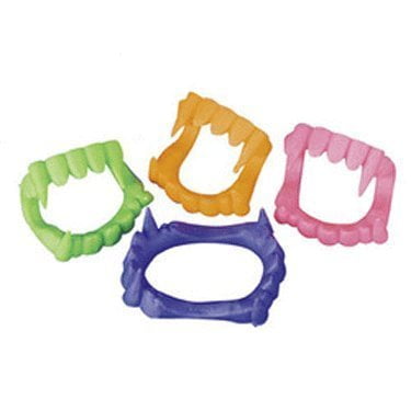 12 PLASTIC NEON VAMPIRE TEETH
