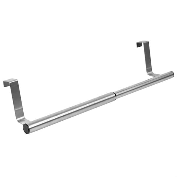Home Basics Chrome Over-the-Cabinet Quick Install Hanging Modern Expandable Towel Rack