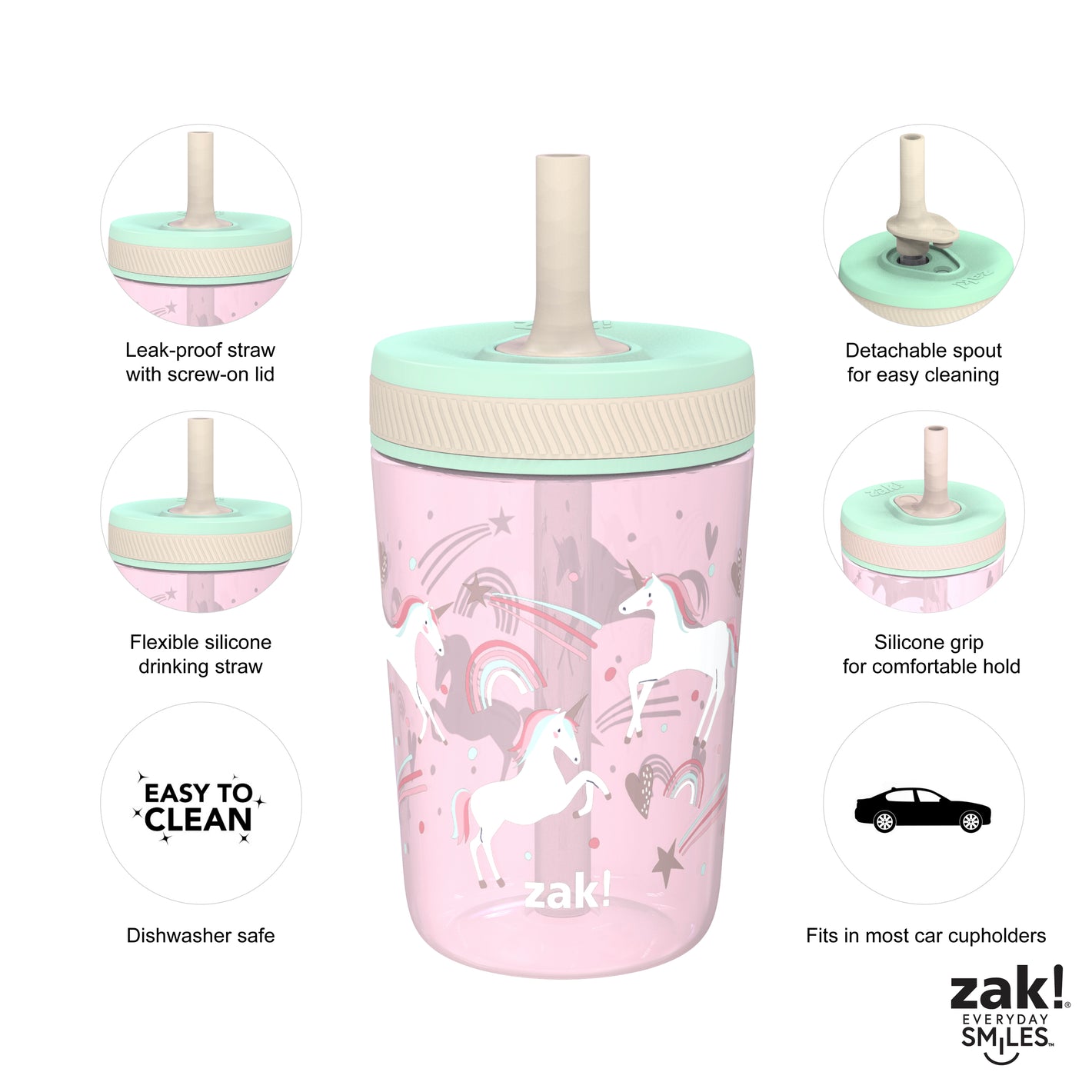Zak Kelso Tumbler - Fanciful Unicorn, 15 oz