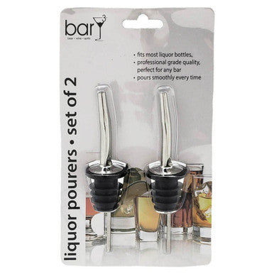 barY3 Stainless Steel Liquor Pourer - Black and Silver, 2 count