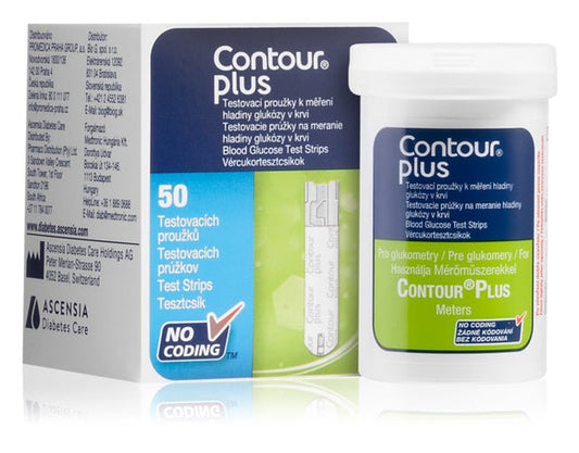 CONTOUR PLUS BLOOD GLUCOSE TEST STP 50CT