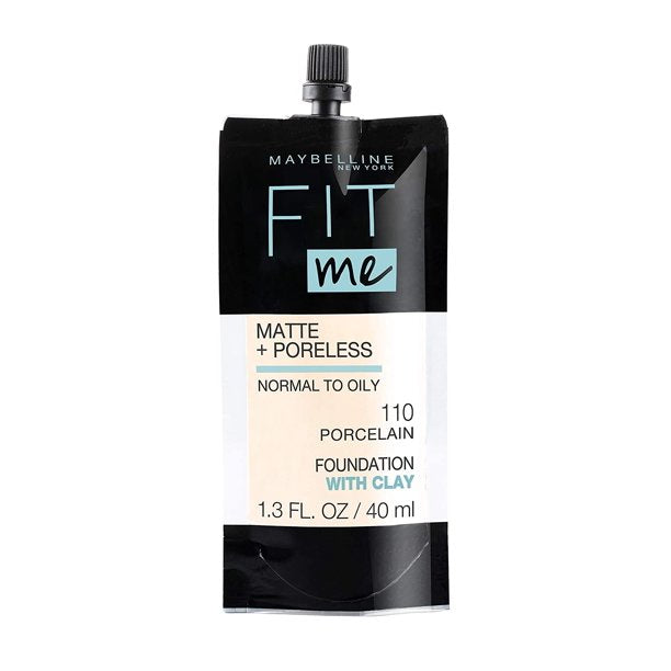 MAYBELLINE New York Fit Me Matte + Poreless Foundation Makeup, 110 Porcelain, 1 oz