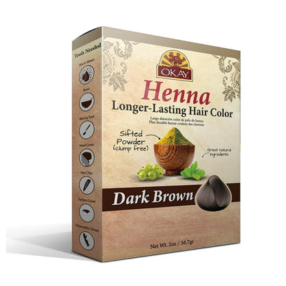 OKAY HENNA COLOR DARK BROWN 2OZ