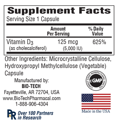 VIT D3 5000 IU CAPS 250CT BIO-TECH