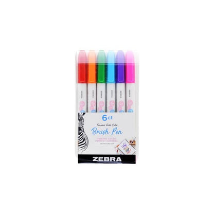 Zebra Zensations Funwari Fude Colored Brush Pen Set - Assorted Colors, 6 count