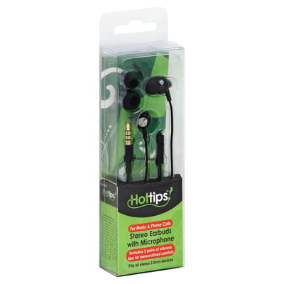 Hottips! Elevation Stereo Earbuds with Microphone and Remote, Black