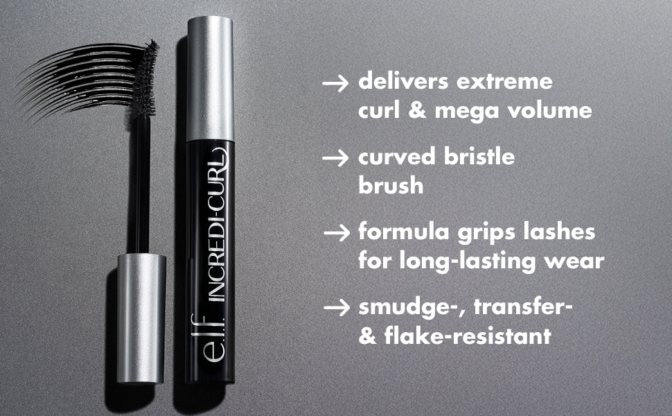 e.l.f. Incredi-Curl Curling & Volumizing Mascara - Pitch Black, 0.32 oz