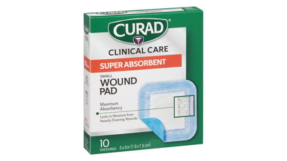 CURAD SPR ABSRB N/A WOUND PAD L 4X8 10CT