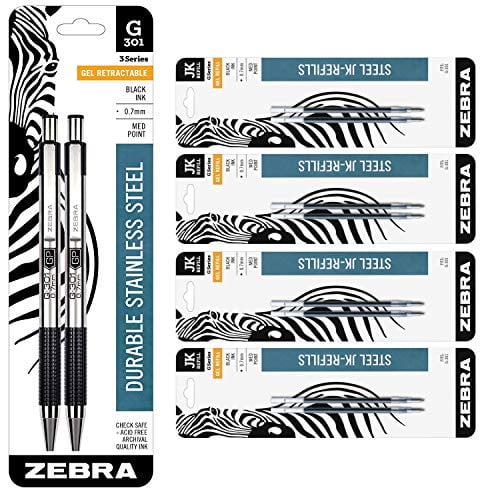 Zebra G-301 Gel Retractable Medium Point Black Pen