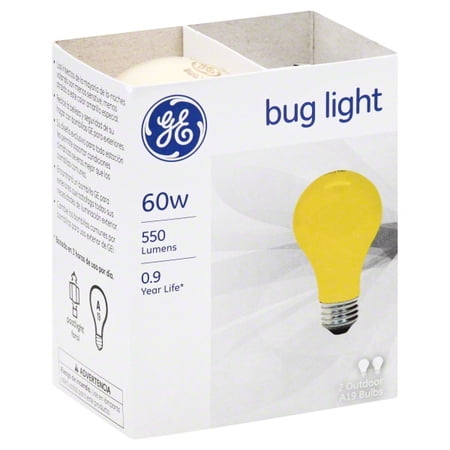 GE Lighting 97495 60 Watt Yellow Bug Light Bulbs, 2 Pack
