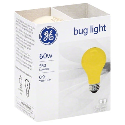 GE Lighting 97495 60 Watt Yellow Bug Light Bulbs, 2 Pack