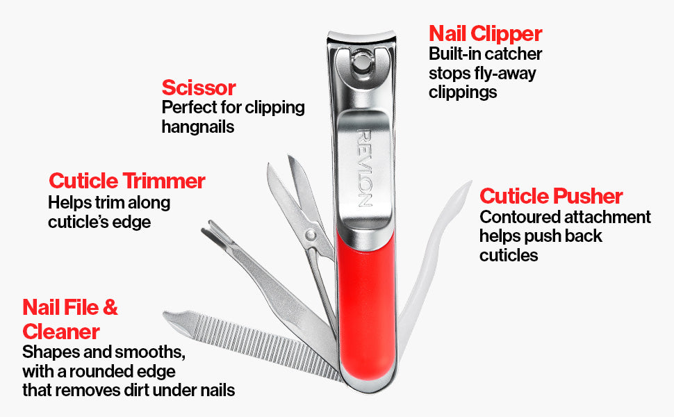 REVLON Heavy Duty Nail Clipper 6-In-1 Nail Tool