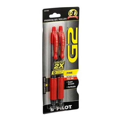 Pilot G2 Premium Refillable & Retractable Gel Pens, Fine Point (0.7mm), Blue, 2 Count