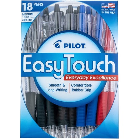 Pilot EasyTouch Retractable Ball Point Pens, Medium Point (1.0mm), Blue, 2 Count