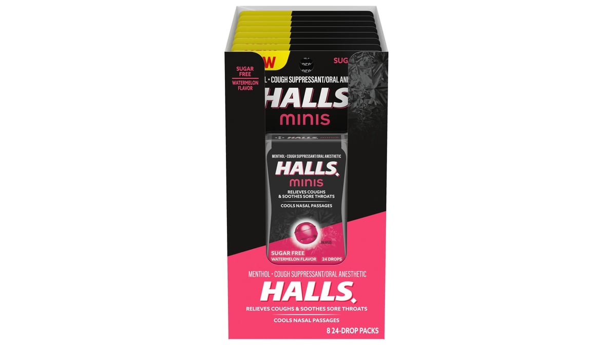 HALLS MINIS SF WATERMELON LOZ 24