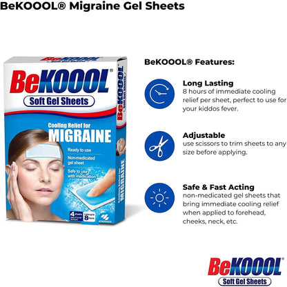 BE KOOOL ADULT MIGRAINE GEL SHEET 4CT